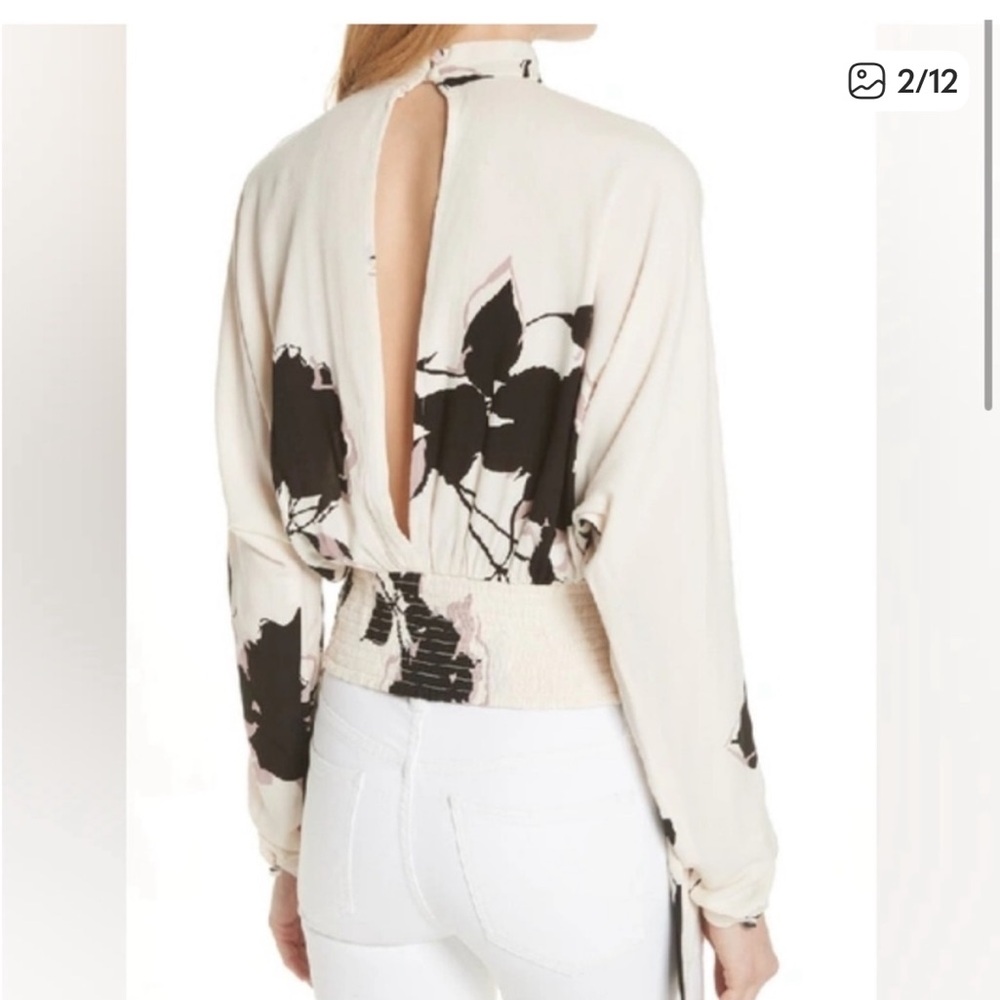 Free People Cream and Black Floral Blouse(like new condition) - Picture 9 of 9